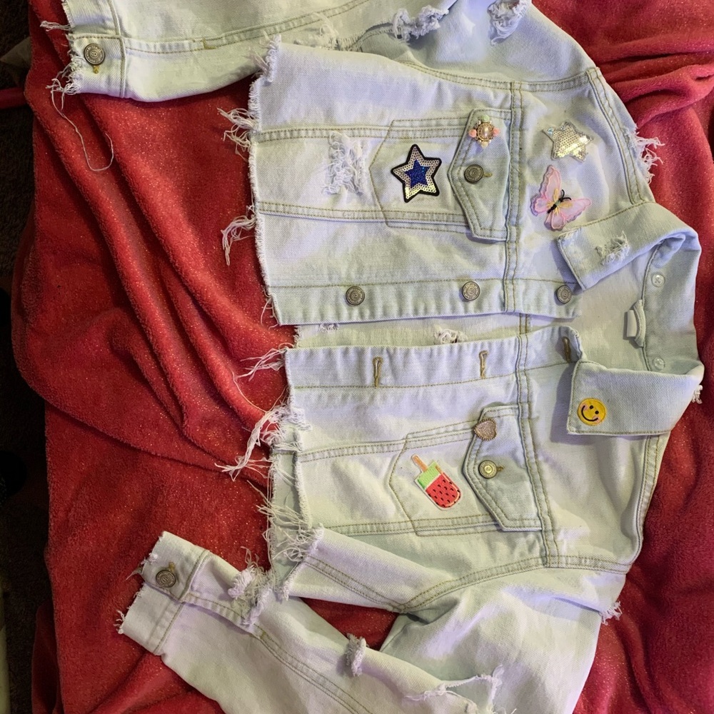 This is a jean jacket that I made and recreated